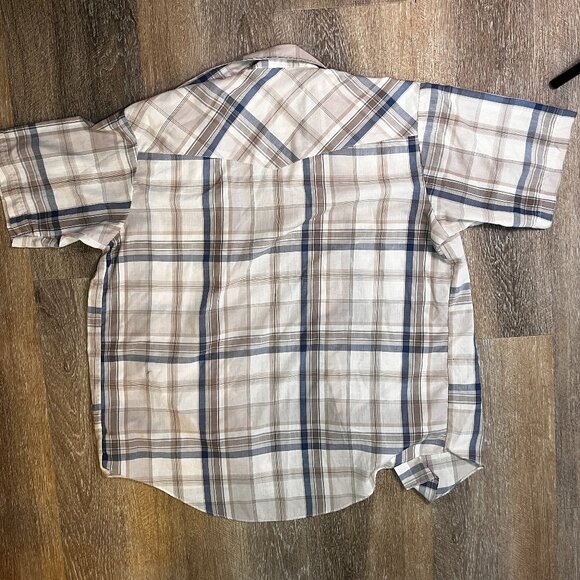 Plains Western Wear Pearl Snap Shirt - Blue & Tan Plaid - Men's Large - Picture 6 of 6